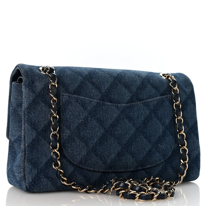 Chanel Printed Denim Quilted Medium Double Flap Light Blue 3 of 11