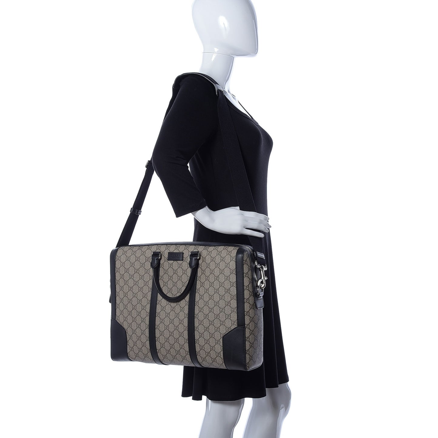 GG Supreme Monogram Eden Briefcase Black