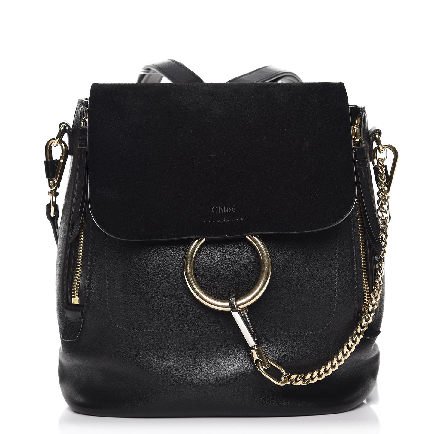 Suede Calfskin Medium Faye Backpack Black