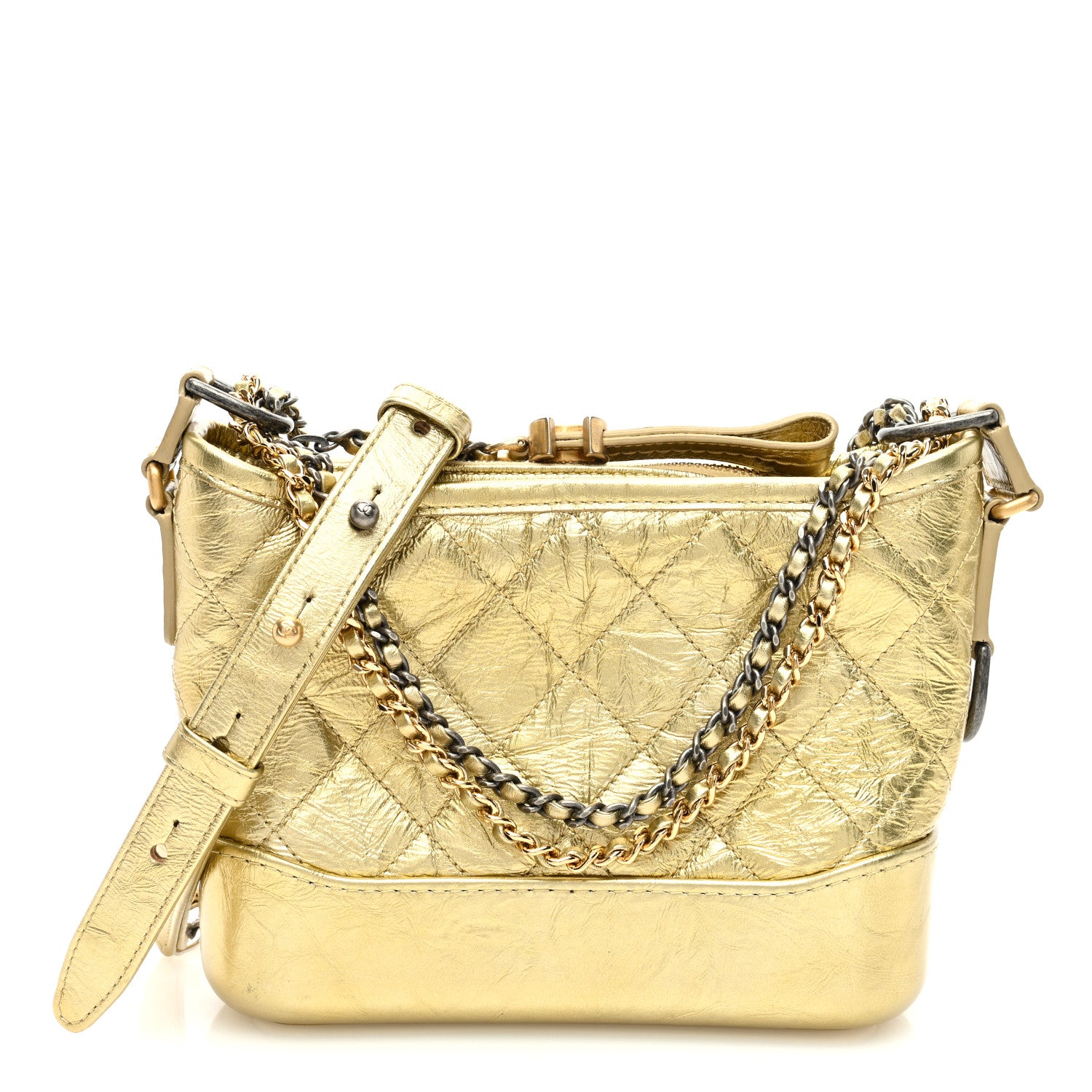 Chanel Metallic Aged Calfskin Quilted Small Gabrielle Hobo Gold 1 of 10