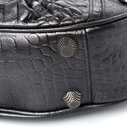Balenciaga Metallic Calfskin Crocodile Embossed Crystal Small Le Cagole Shoulder Bag Gunmetal 8 of 8