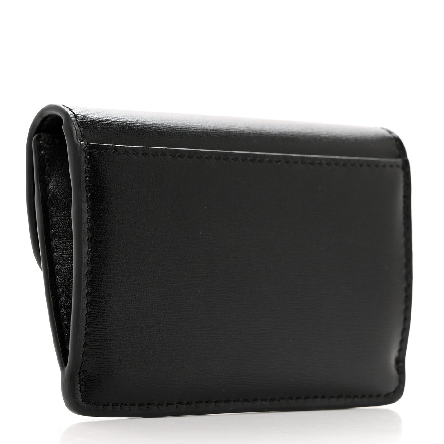 Shiny Calfskin Triomphe Flap Card Holder Black
