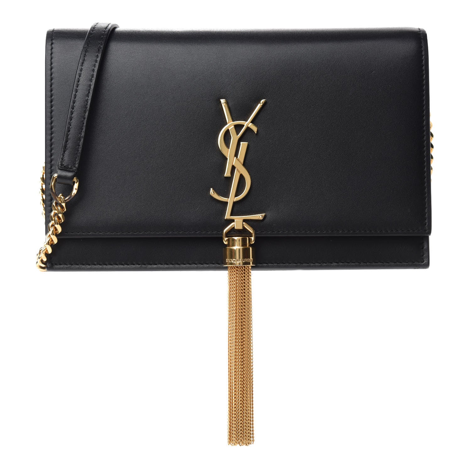 Saint Laurent Smooth Calfskin Classic Monogram Kate Tassel Chain Wallet Black 1 of 10