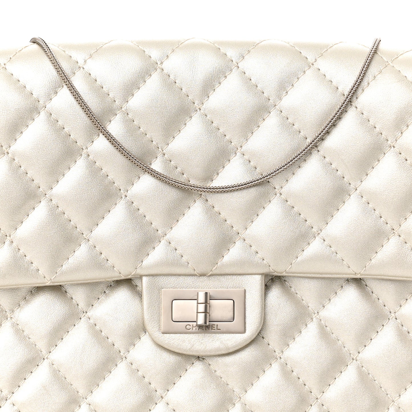 Metallic Calfskin Quilted 2.55 Reissue Clutch Silver
