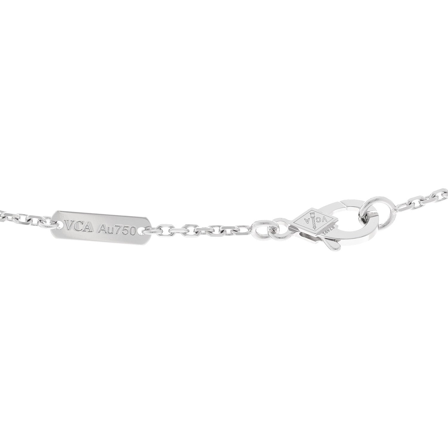 Van Cleef & Arpels 18K White Gold Guilloche Vintage Alhambra Pendant Necklace 3 of 4