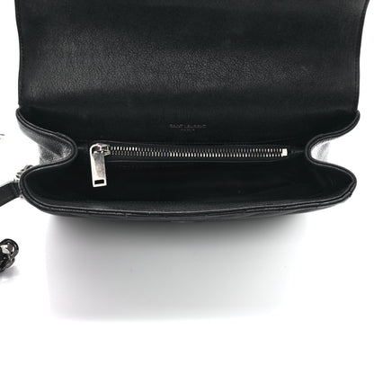 Saint Laurent Sheepskin Matelasse Chevron Monogram Medium College Bag Black 5 of 9