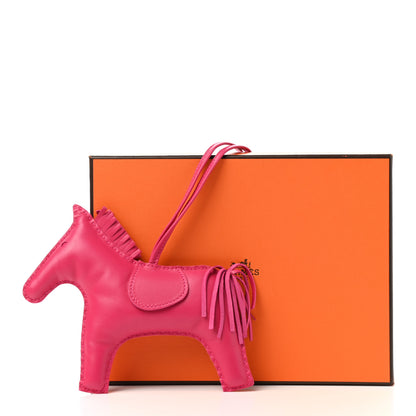 Hermes Milo Lambskin Grigri Rodeo Horse Bag Charm GM Rose Mexico 4 of 4