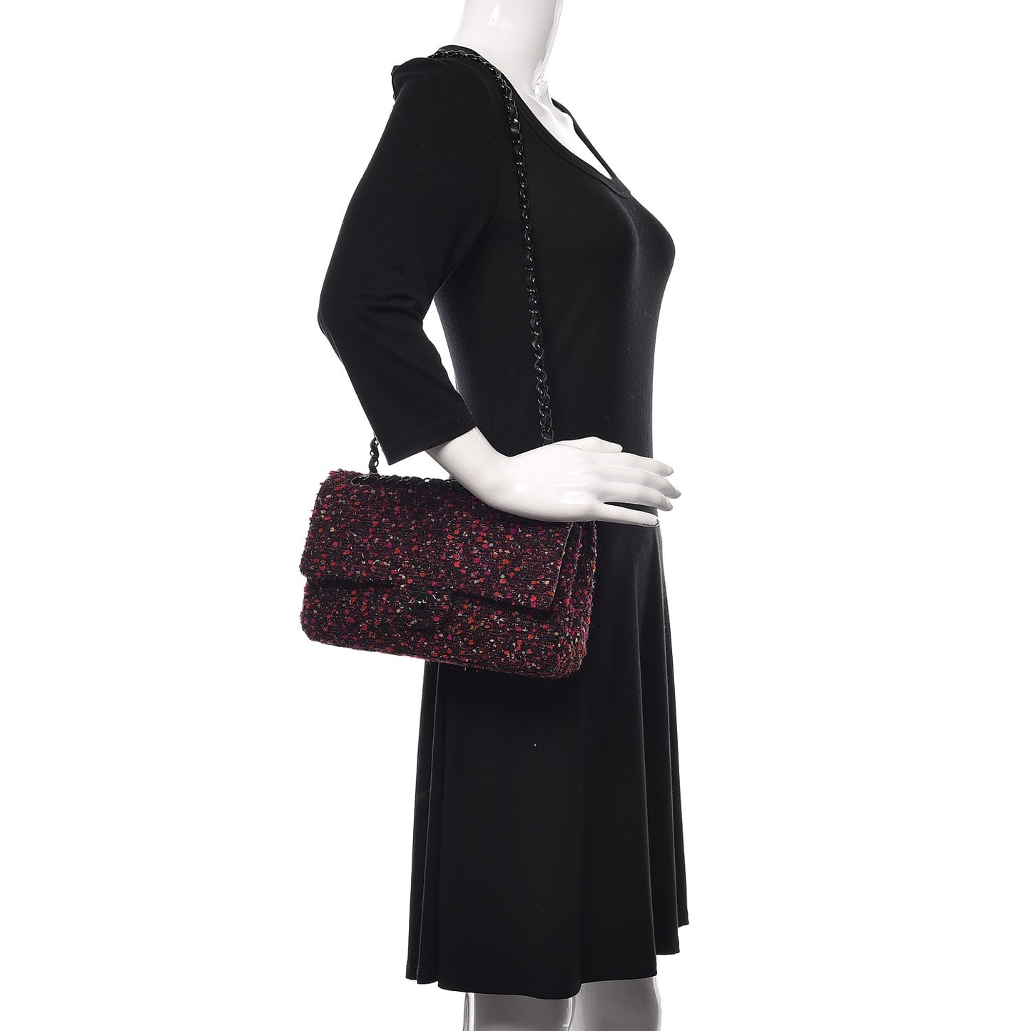 Tweed Quilted Medium Double Flap Multicolor
