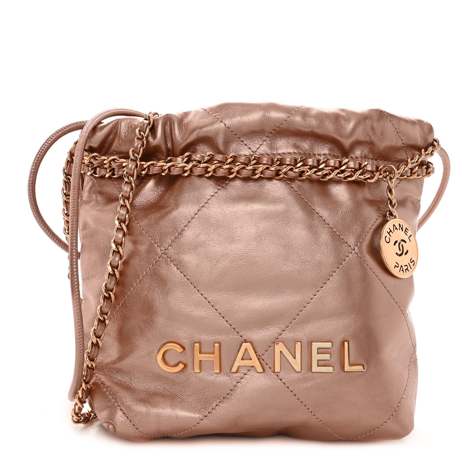 Chanel Metallic Calfskin Quilted Mini Chanel 22 Copper 1 of 12