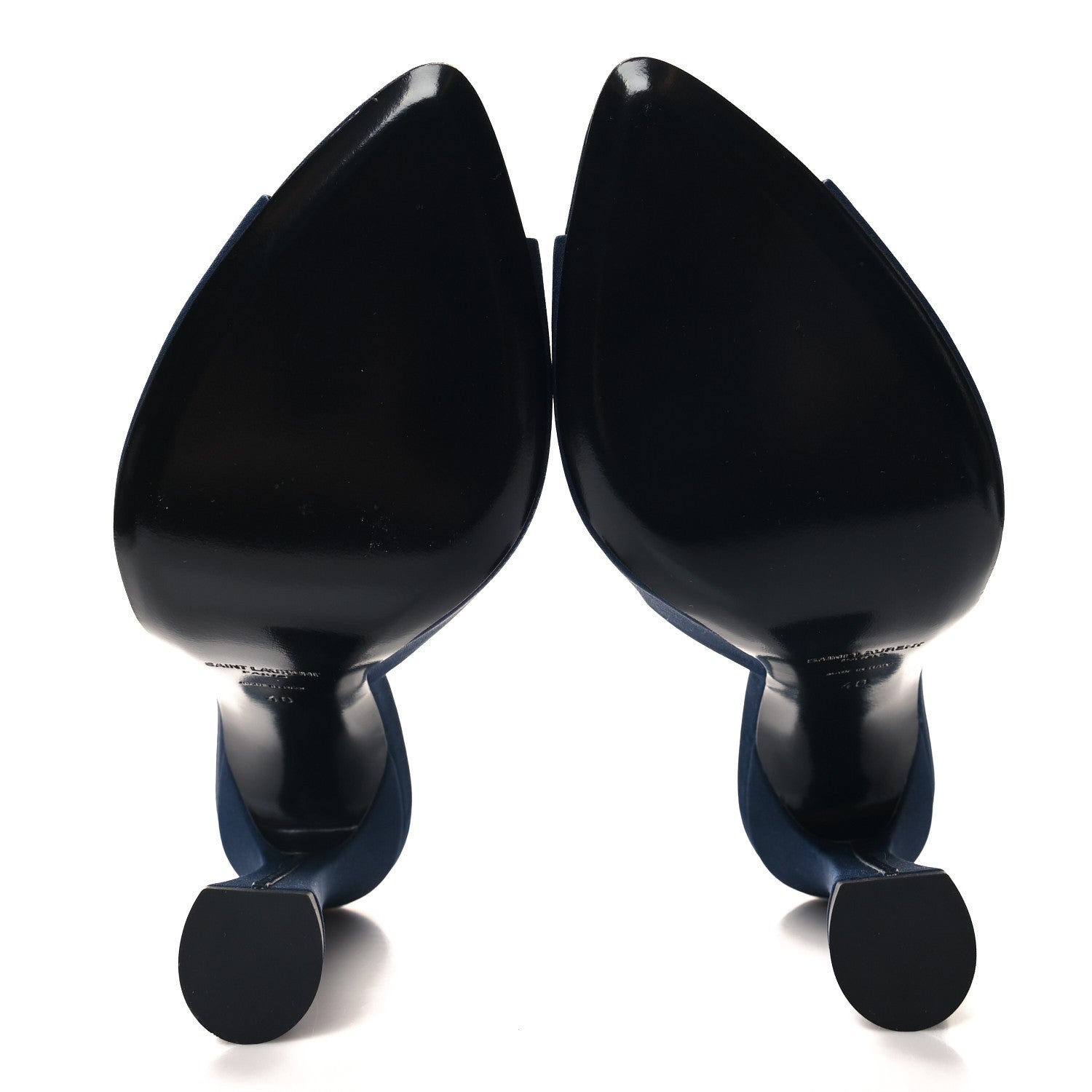 Saint Laurent Crepe De Chine Suite Mule Sandals 40 Dark Blue 5 of 9