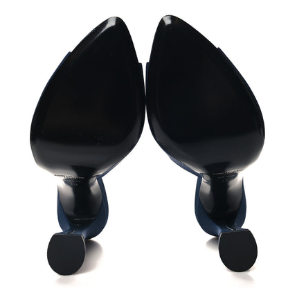 Saint Laurent Crepe De Chine Suite Mule Sandals 40 Dark Blue 5 of 9