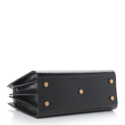 Saint Laurent Calfskin Crocodile Embossed Baby Sac De Jour Black 4 of 11
