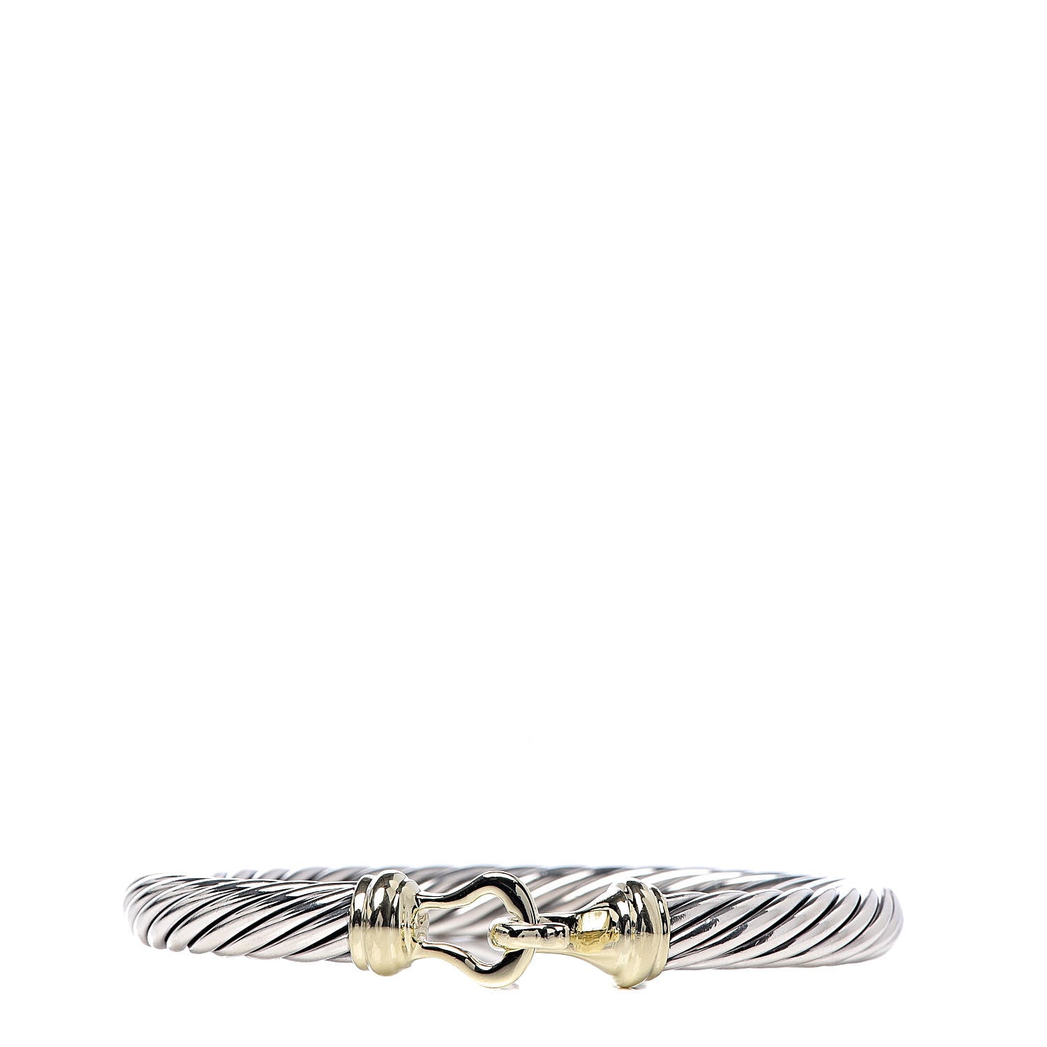 David Yurman Sterling Silver 14K Yellow Gold 7mm Cable Classic Buckle Bracelet 1 of 7