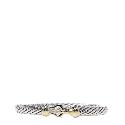 David Yurman Sterling Silver 14K Yellow Gold 7mm Cable Classic Buckle Bracelet 1 of 7