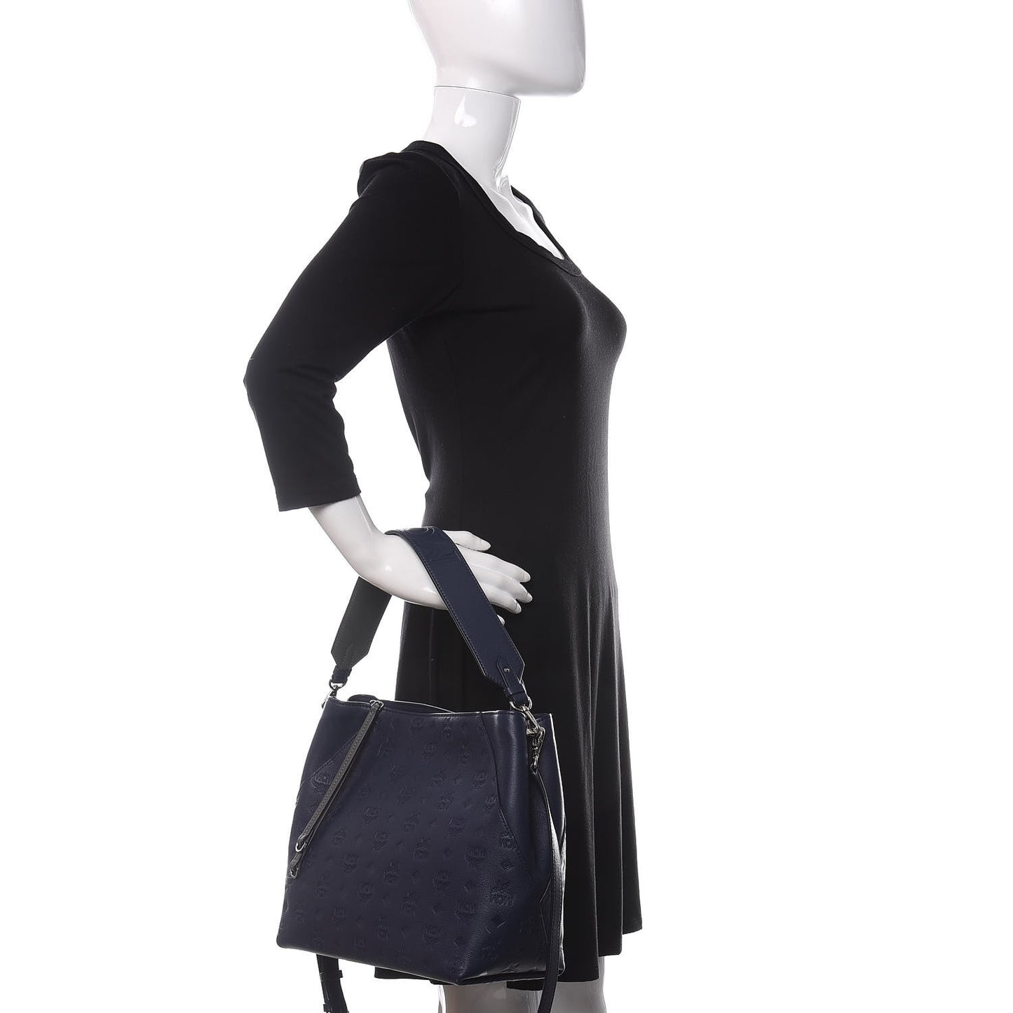 Calfskin Ottomar Monogram Medium Klara Hobo Navy Blue