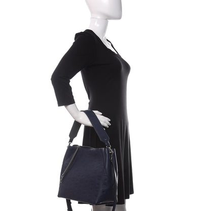 MCM Calfskin Ottomar Monogram Medium Klara Hobo Navy Blue 3 of 10