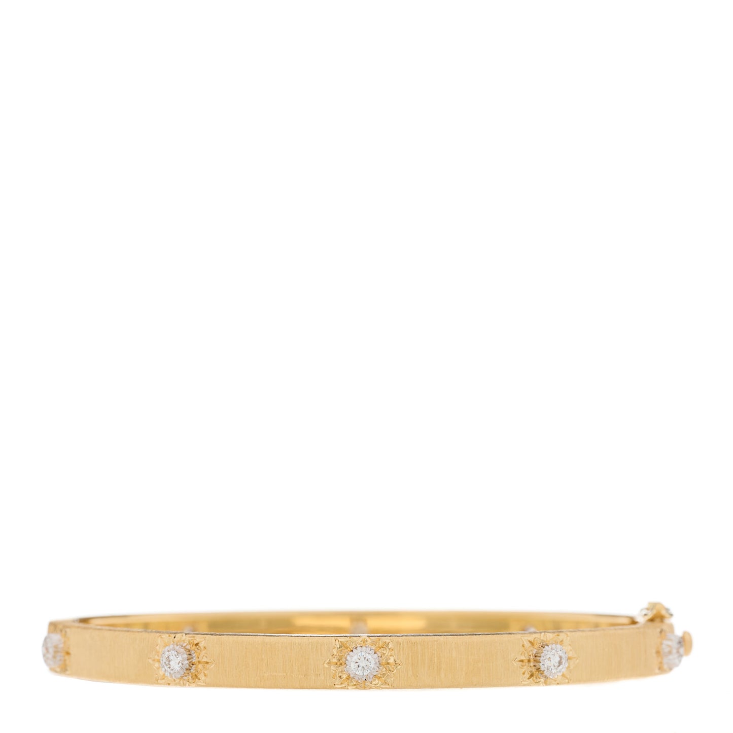 18K Yellow White Gold Diamond 5mm Macri Bangle Bracelet