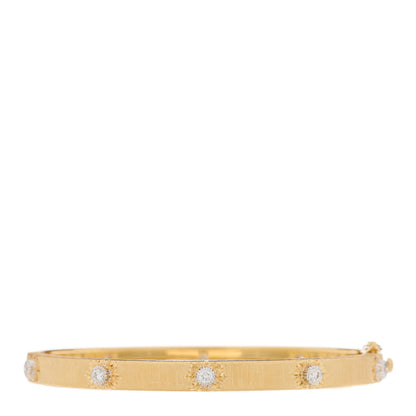 Buccellati 18K Yellow White Gold Diamond 5mm Macri Bangle Bracelet 2 of 3