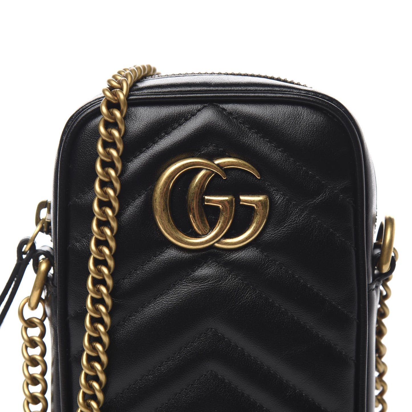 Calfskin Matelasse Mini GG Marmont Crossbody Bag Black