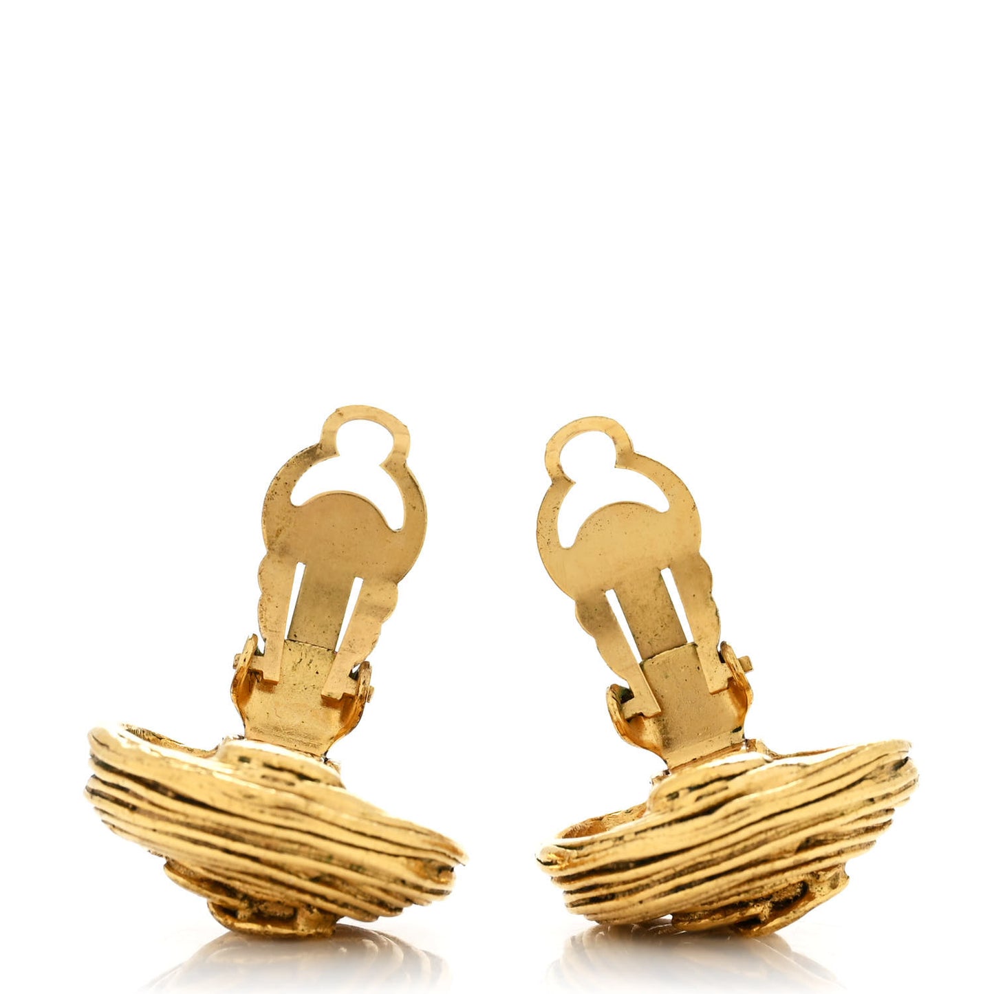 CC Button Clip On Earrings Gold