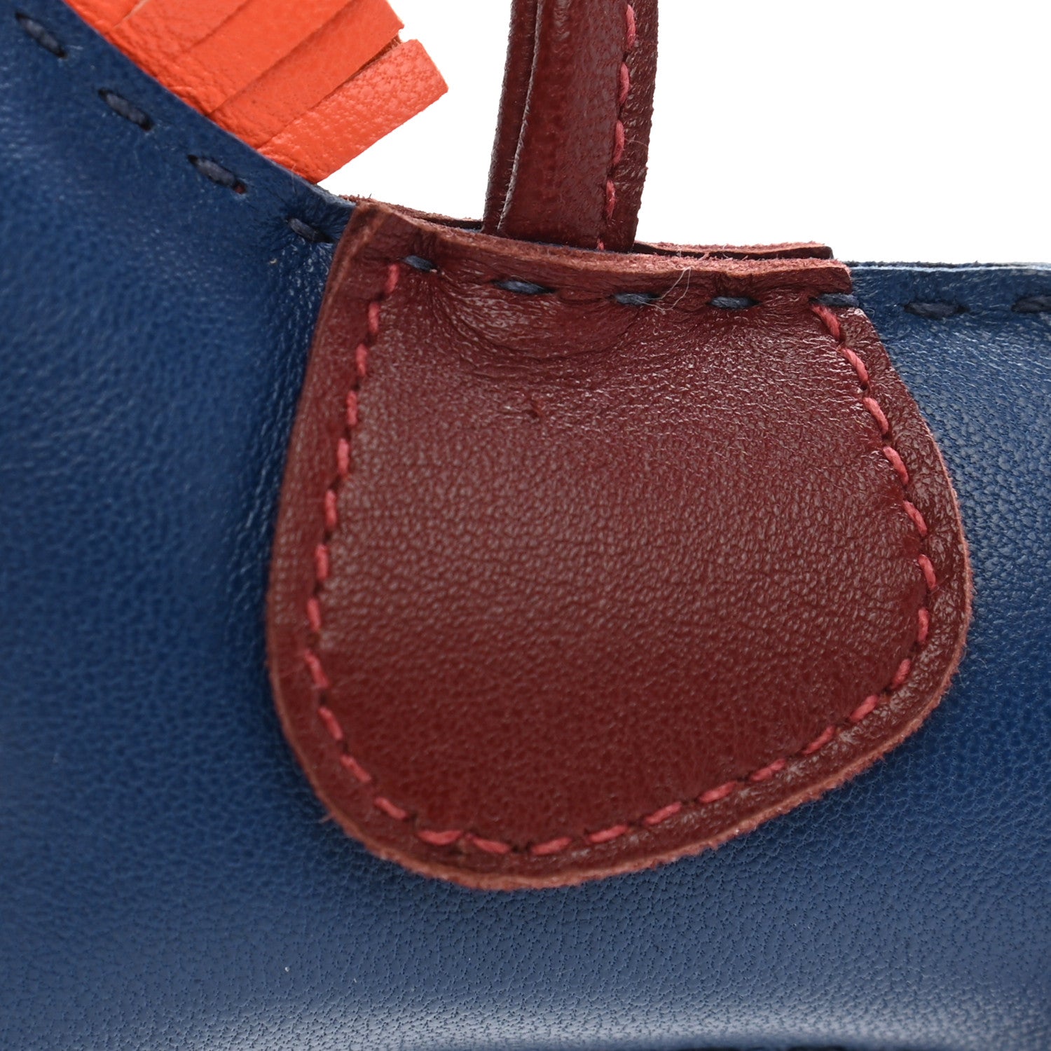 Hermes Milo Lambskin Grigri Rodeo Horse Bag Charm MM Bleu de Malte Rouge H Orange Poppy 3 of 6