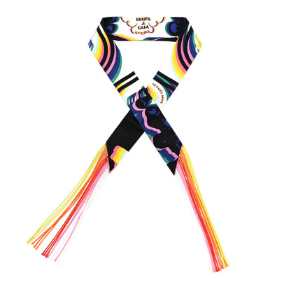 Hermes Silk Brides De Gala Shadow Fringed Twilly Black Jaune Multicolor 1 of 6