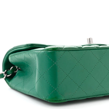 Chanel Lambskin Quilted Mini Rectangular Flap Dark Green 9 of 10