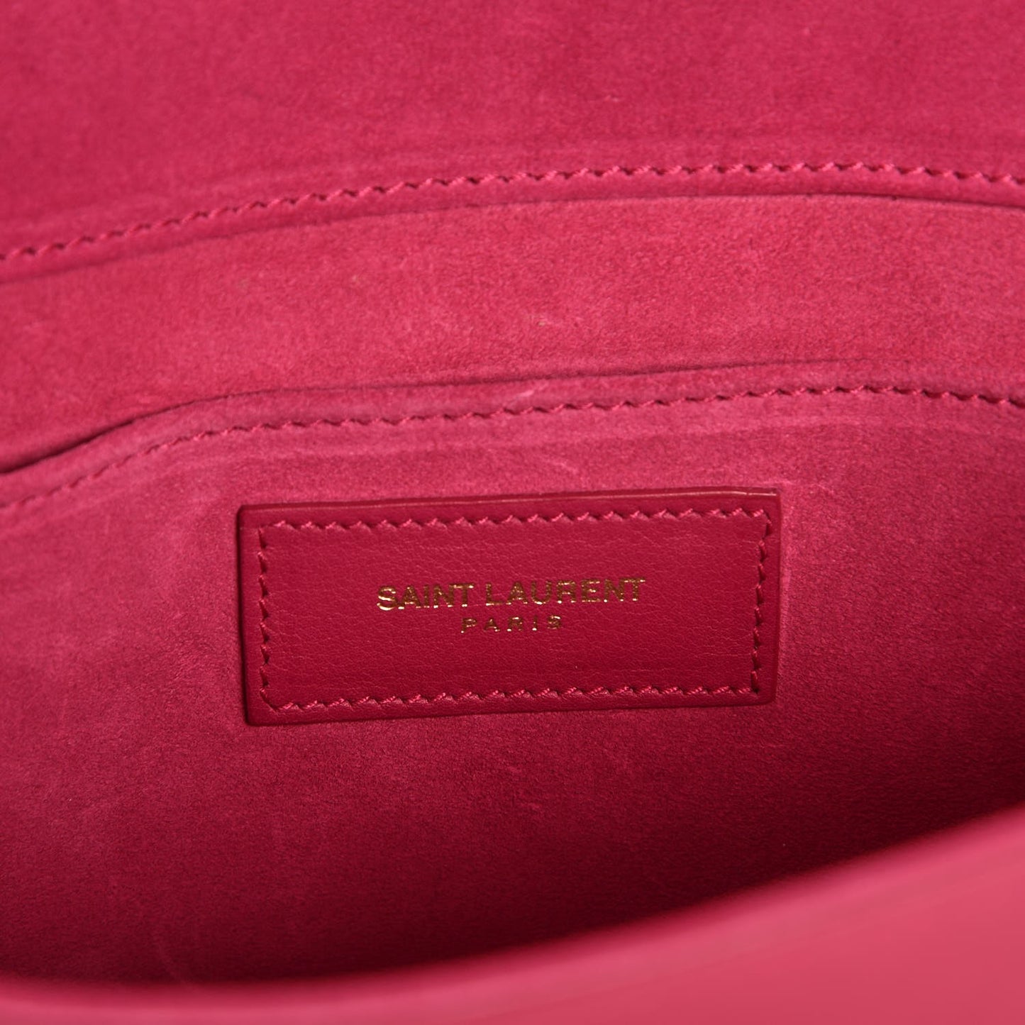 Calfskin Classic Y Ligne Clutch Fuchsia