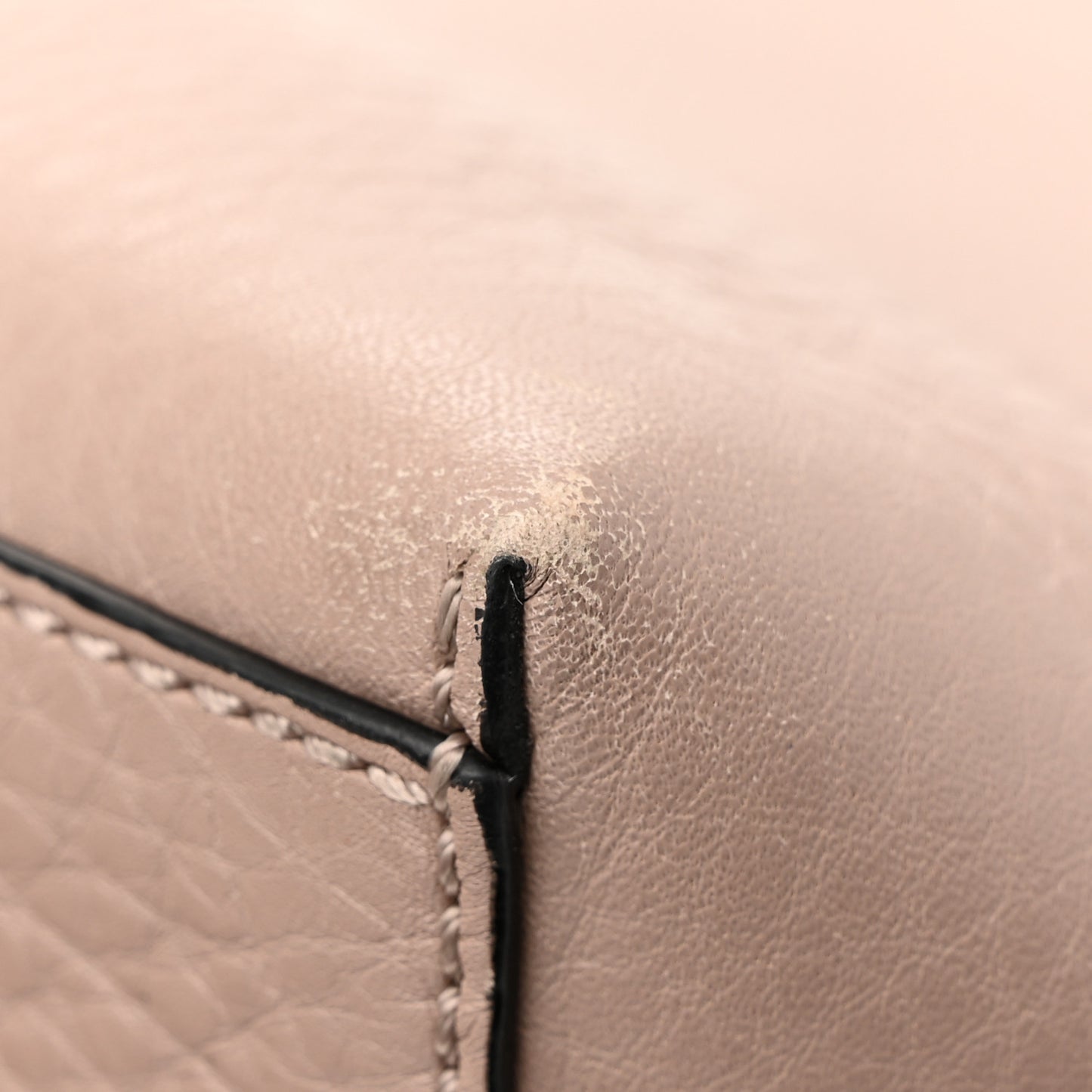 Grained Calfskin Small Rockstud Shoulder Tote Poudre