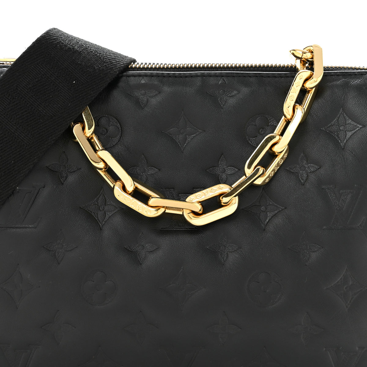 Lambskin Embossed Monogram Coussin PM Black