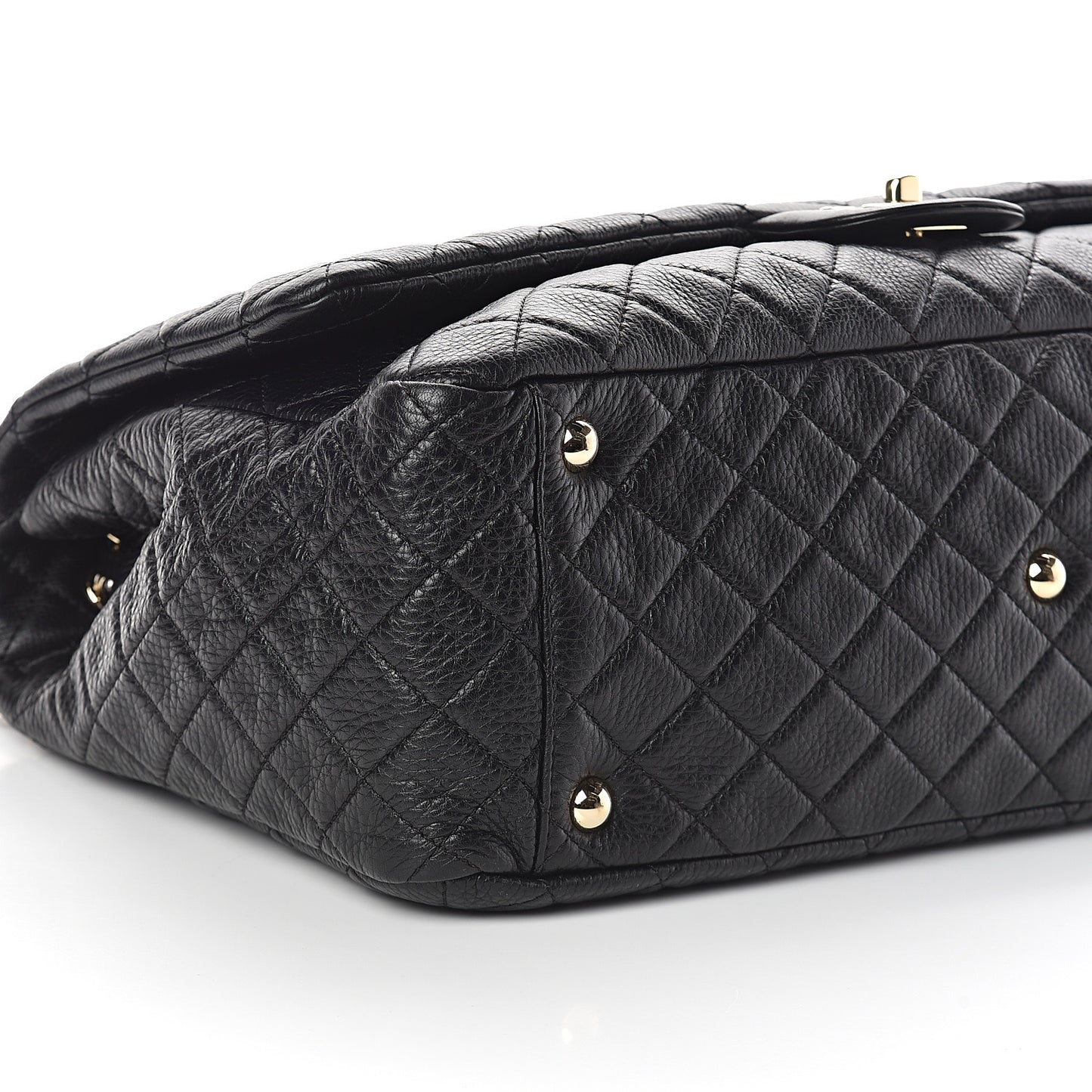 Calfskin Quilted XXL Travel Flap Bag Black