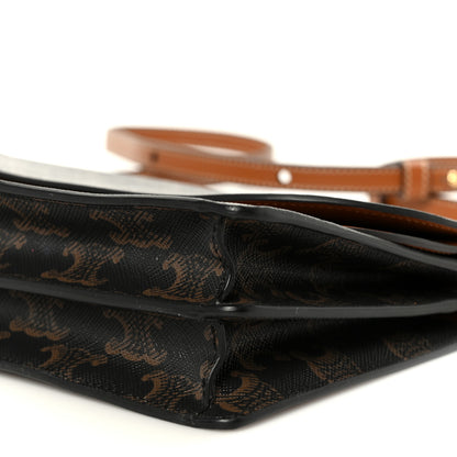 Celine Triomphe Canvas Lambskin Wallet On Strap Tan 12 of 12