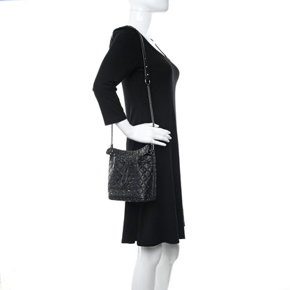 Valentino Garavani Craquele Nappa Small Rockstud Spike Bucket Bag Black 2 of 9