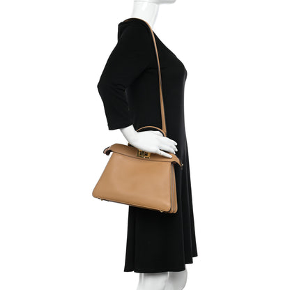 Fendi Vitello Seta Nappa Bi-Color Small Peekaboo I SEE U Satchel Miele Scuro Light Rose Ghianda 2 of 13