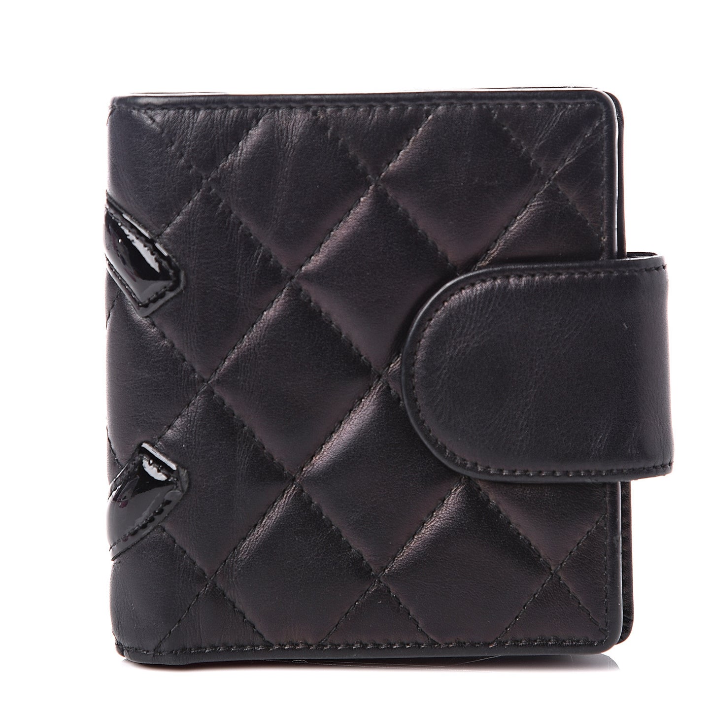 Calfskin Quilted Cambon Bi-Fold Wallet Black