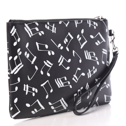 Saint Laurent Calfskin Musical Notes Zip Pouch Black 3 of 8