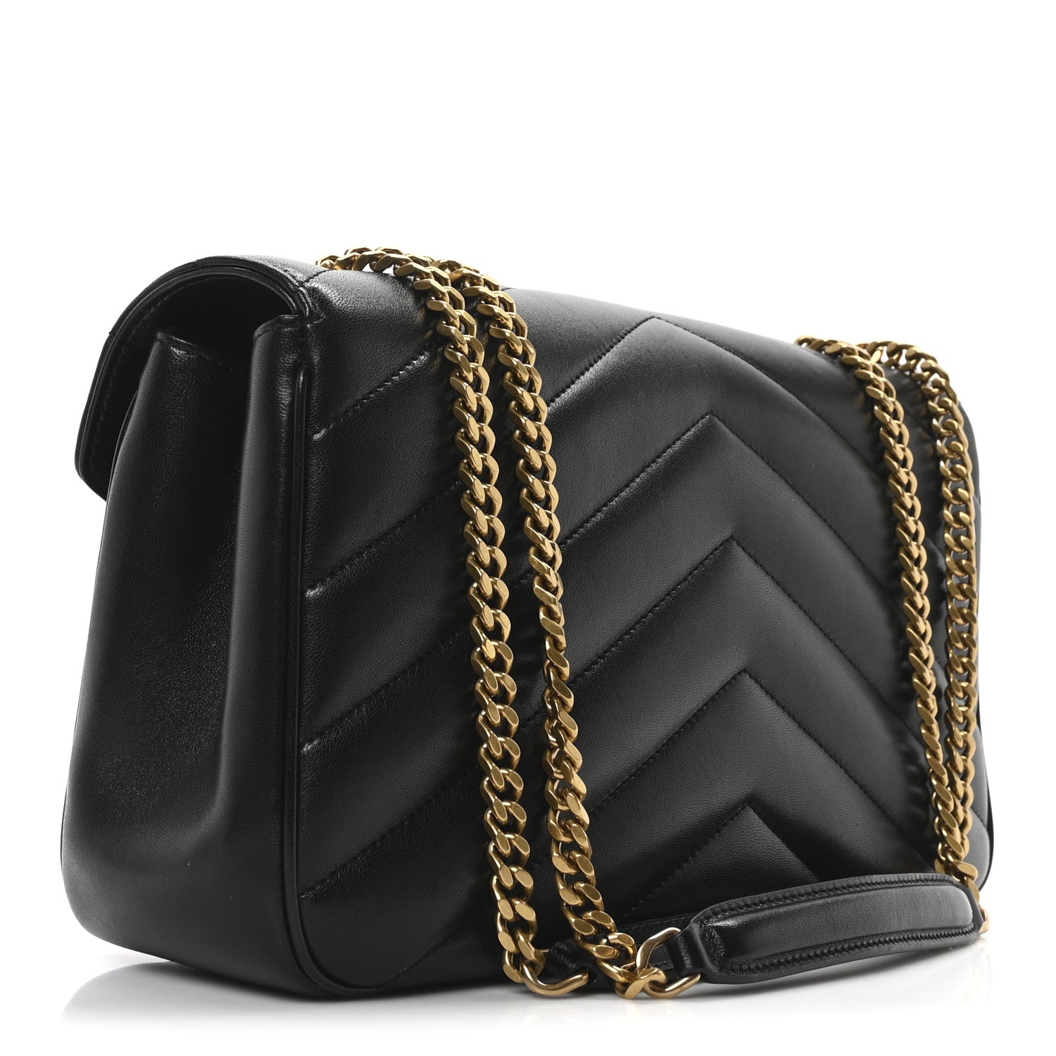 Saint Laurent Lambskin Chevron Quilted Medium Loulou Black 4 of 10