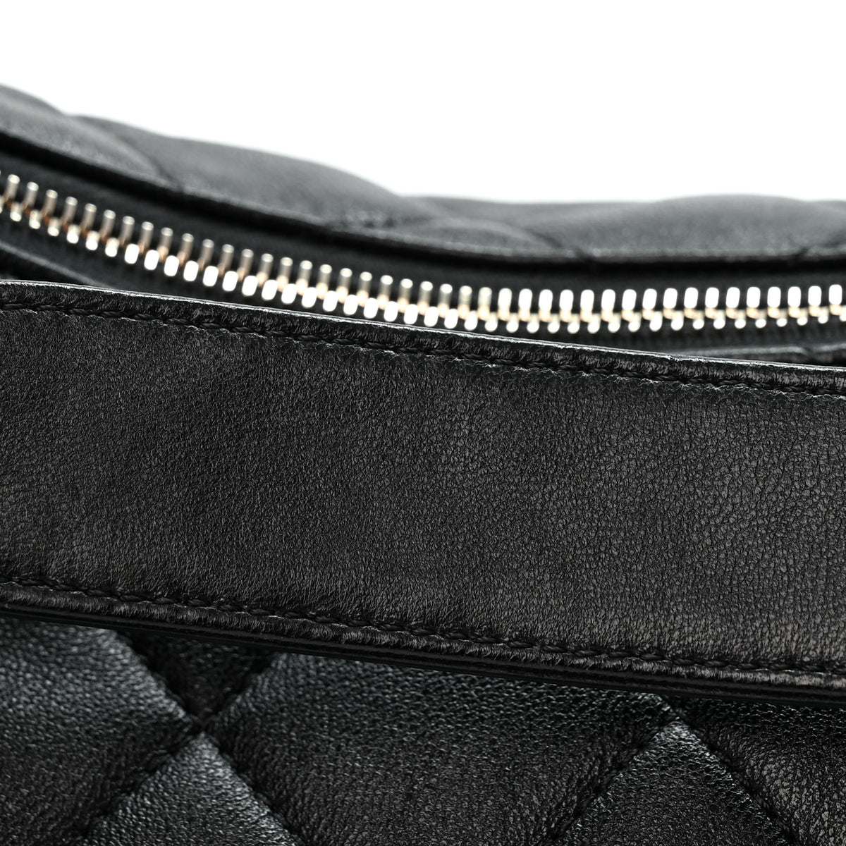 Shiny Lambskin Quilted Trendy Pockets Hobo Black