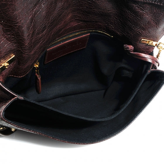Agneau Giant 12 Gold Hardware Envelope Strap Clutch Cigare Fonce