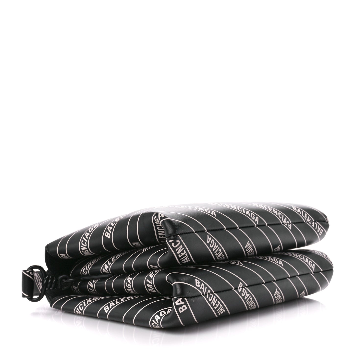 Calfskin Diagonal Allover Logo Print S Flap Bag Black White