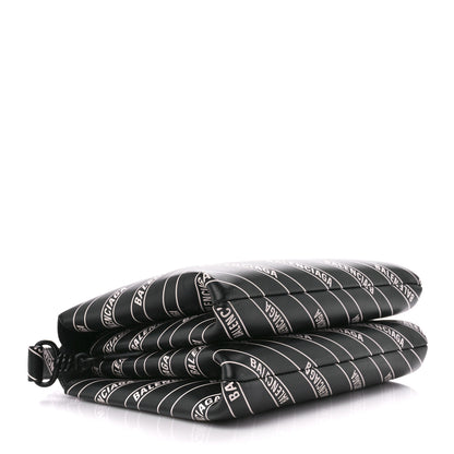 Balenciaga Calfskin Diagonal Allover Logo Print S Flap Bag Black White 4 of 11