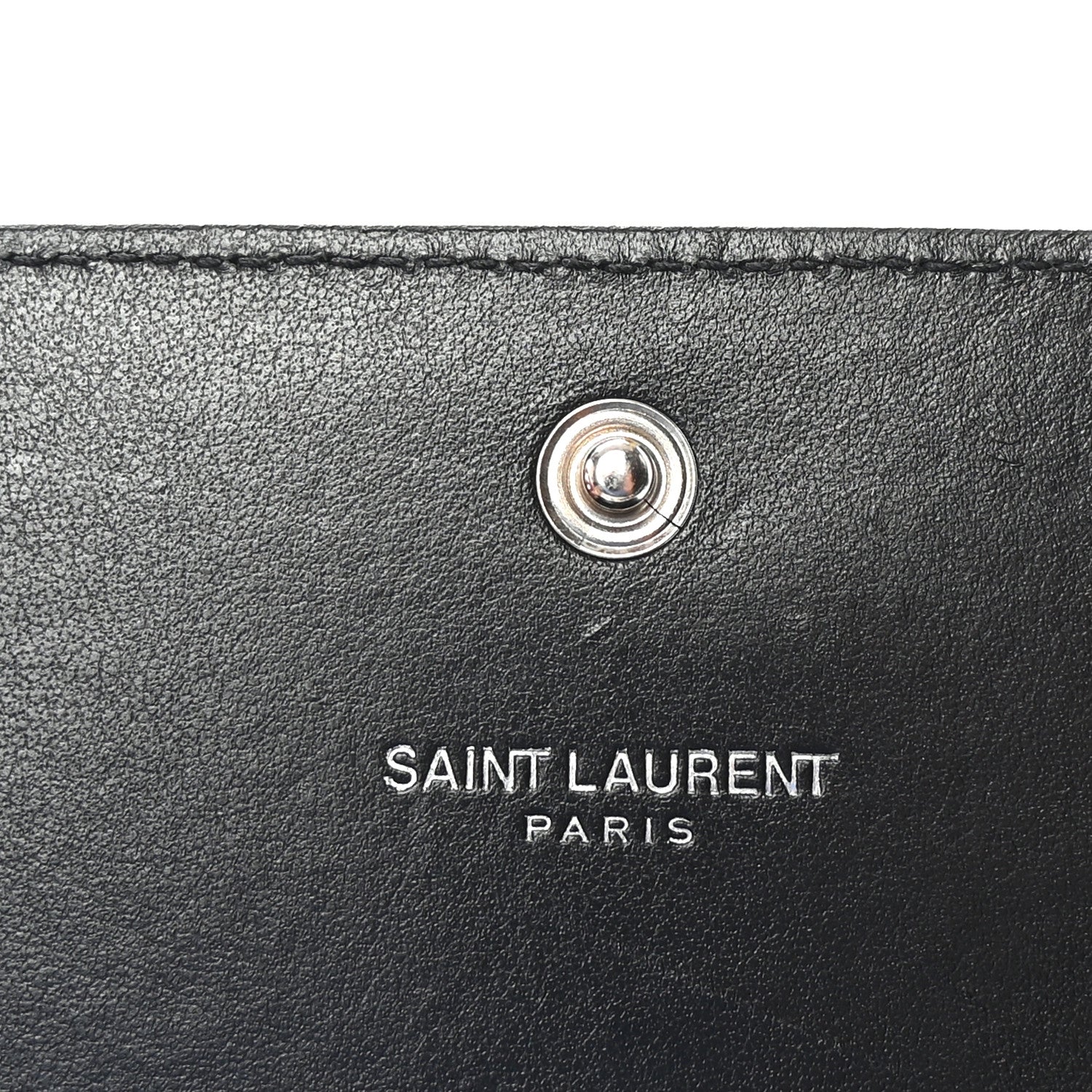 Saint Laurent Calfskin Crocodile Embossed Classic Monogram Cassandre Wallet Black 6 of 7
