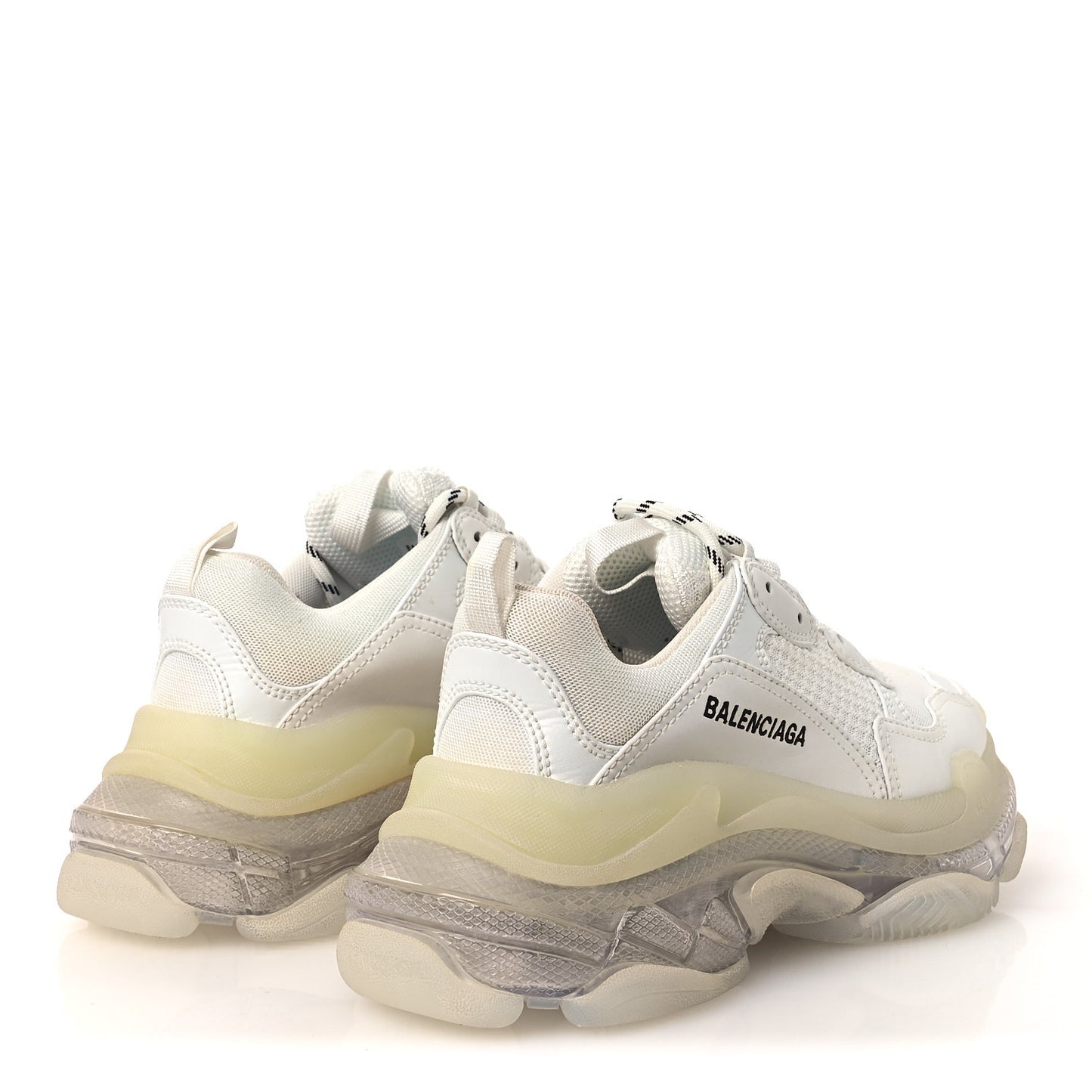 Fabric Mesh Clear Sole Womens Triple S Sneakers 38 White