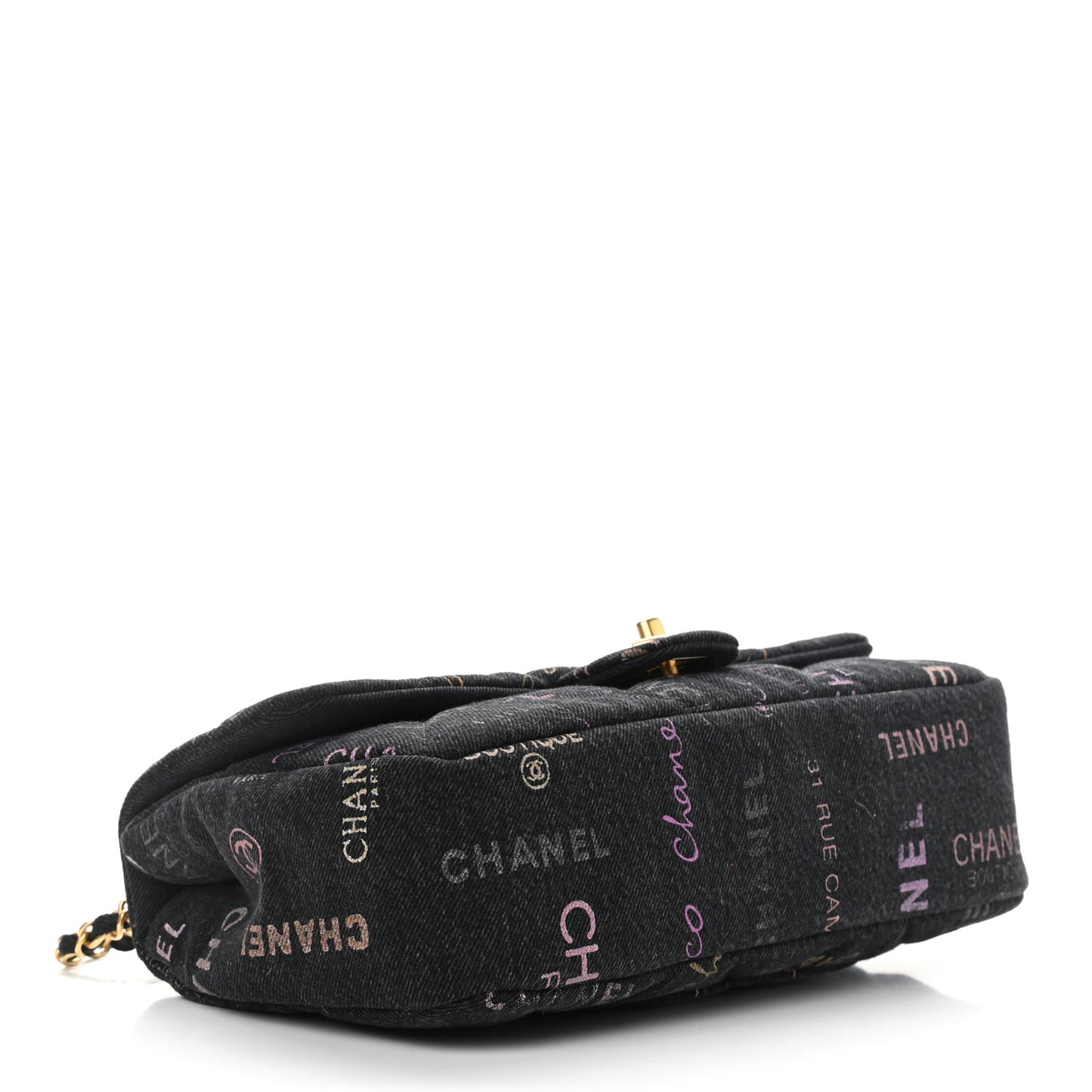 Denim Quilted Denim Mood Large Flap Black Multicolor