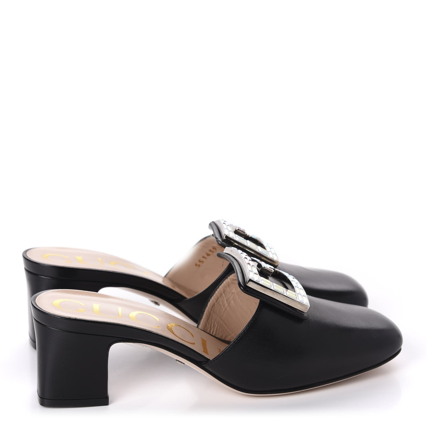 Gucci Malaga Kid Crystal Square G Madelyn Mules 36.5 Black 4 of 10