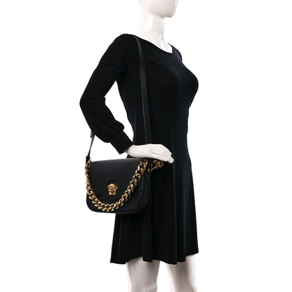 Versace Grained Calfskin La Medusa Flap Shoulder Bag Black 2 of 8