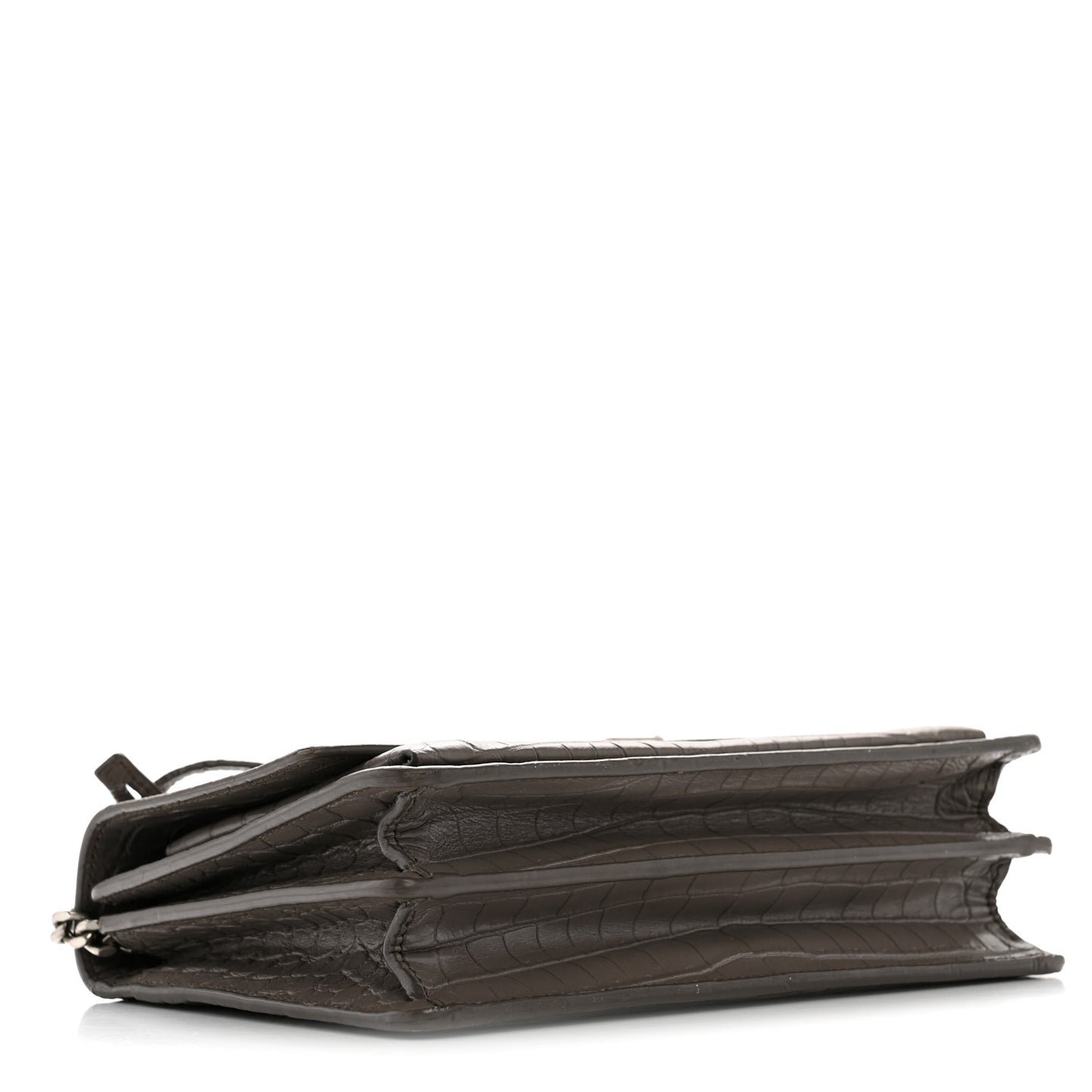 Calfskin Crocodile Embossed Medium Monogram Sunset Fog