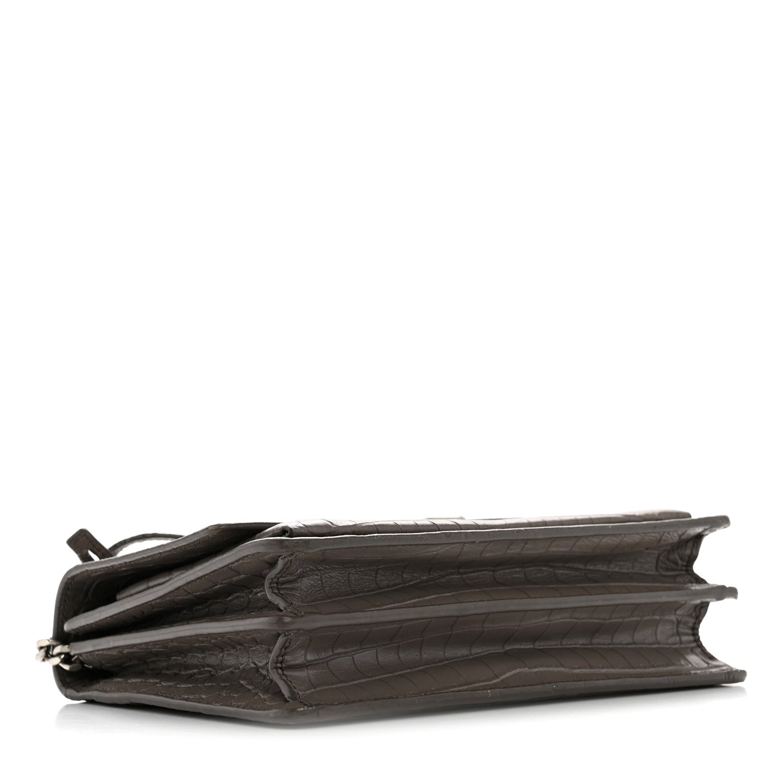Saint Laurent Calfskin Crocodile Embossed Medium Monogram Sunset Fog 4 of 14