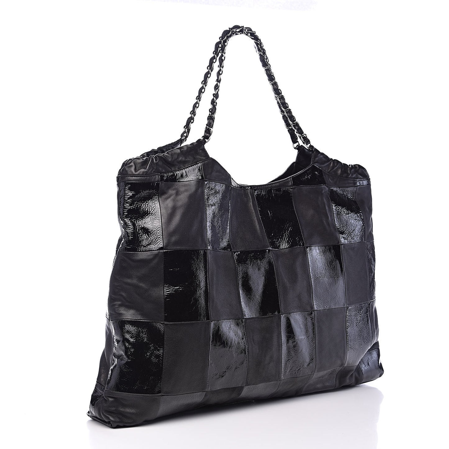 Patent Patchwork Large Brooklyn Tote Black