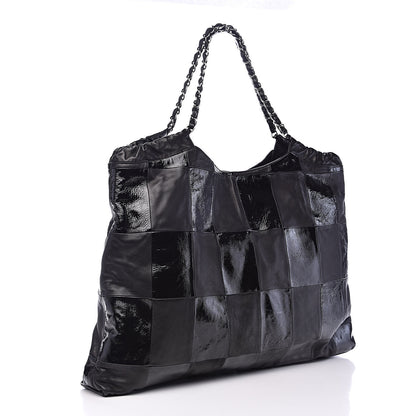 Chanel Patent Patchwork Large Brooklyn Tote Black 3 of 11